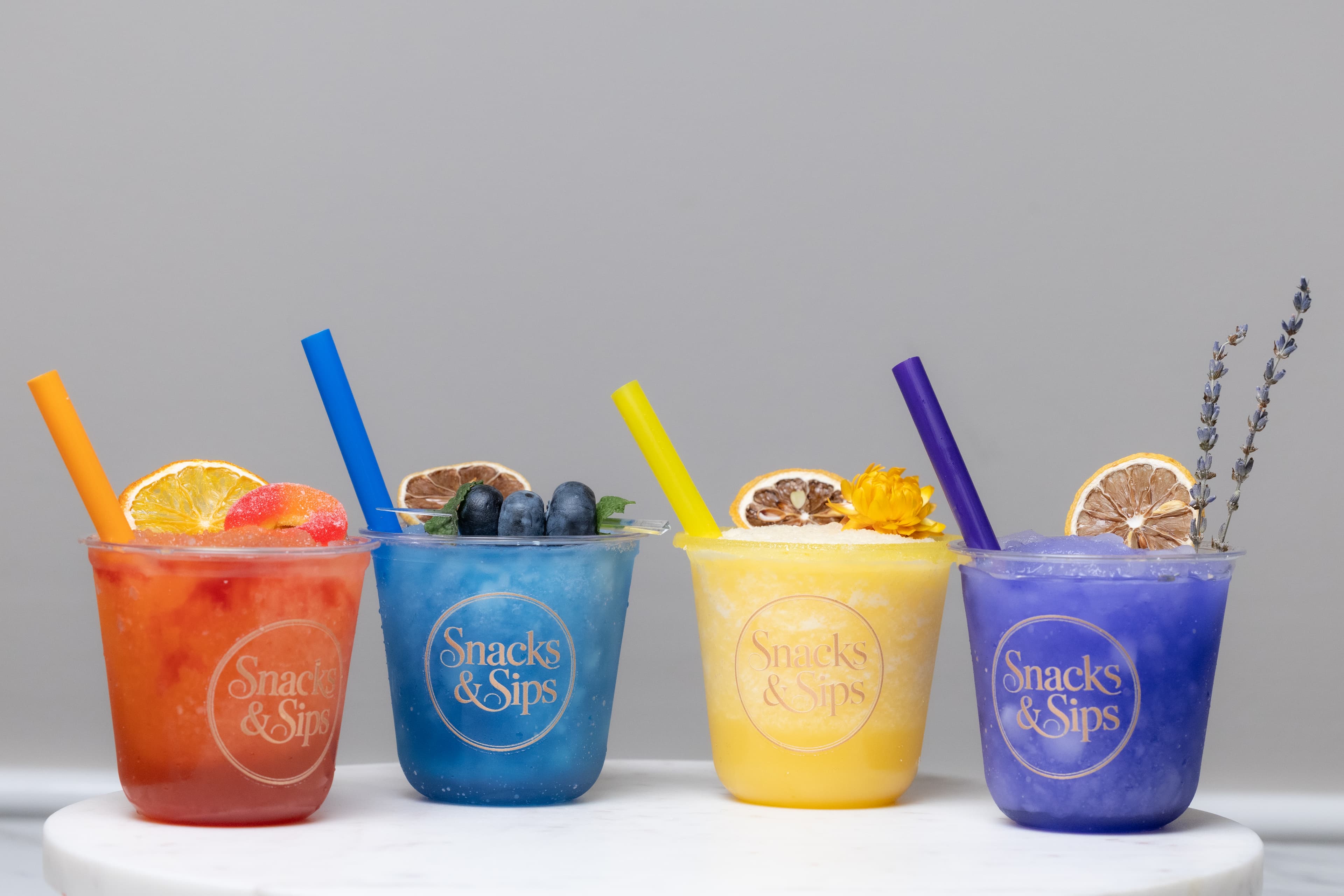 Snacks & Sips signature frozen drinks lineup